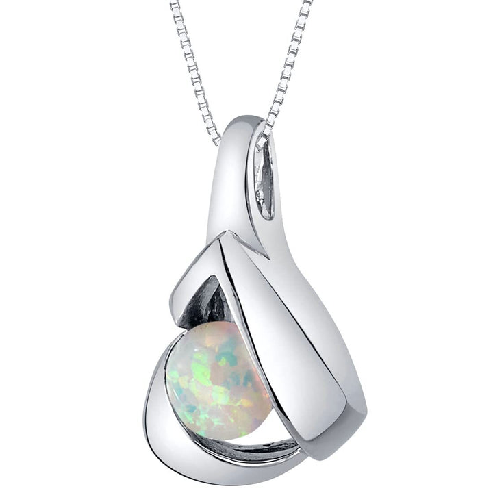 SJC White Opal 925 Sterling Silver Pendant Necklace
