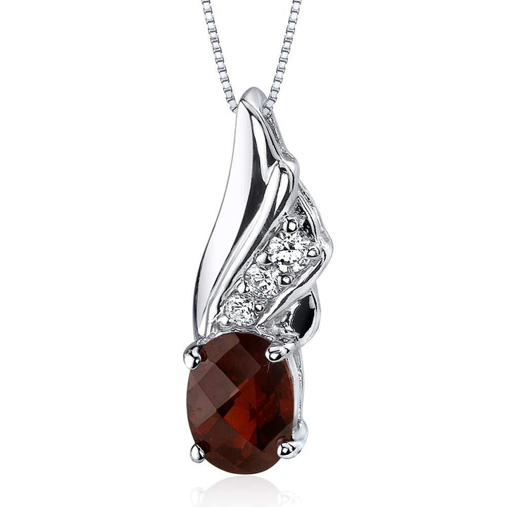SJC Garnet 925 Sterling Silver Pendant Necklace