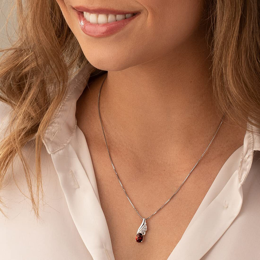 SJC Garnet 925 Sterling Silver Pendant Necklace