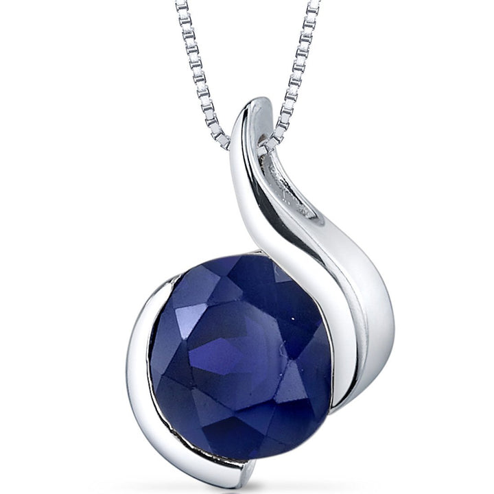 SJC Blue Sapphire 925 Sterling Silver Pendant Necklace