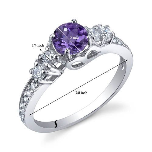Amethyst Round Cut Ring in 925 Sterling Silver - SJC