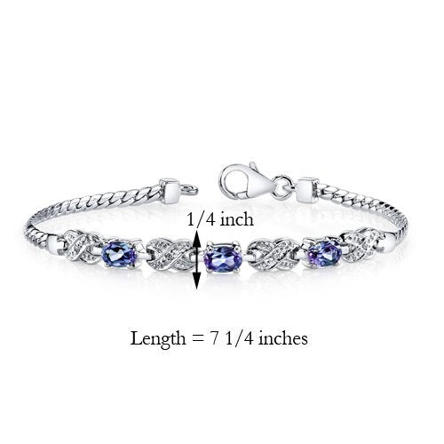 SJC Simulated Alexandrite 925 Sterling Silver Bracelet