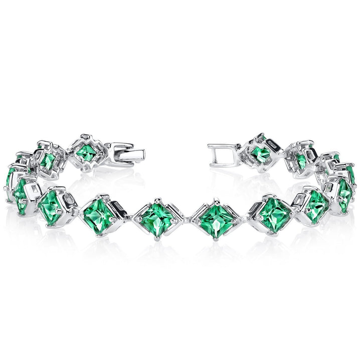 SJC Simulated Emerald 925 Sterling Silver Bracelet
