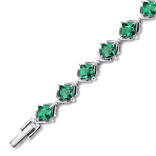 SJC Simulated Emerald 925 Sterling Silver Bracelet