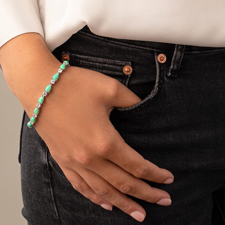 SJC Green Opal 925 Sterling Silver Bracelet