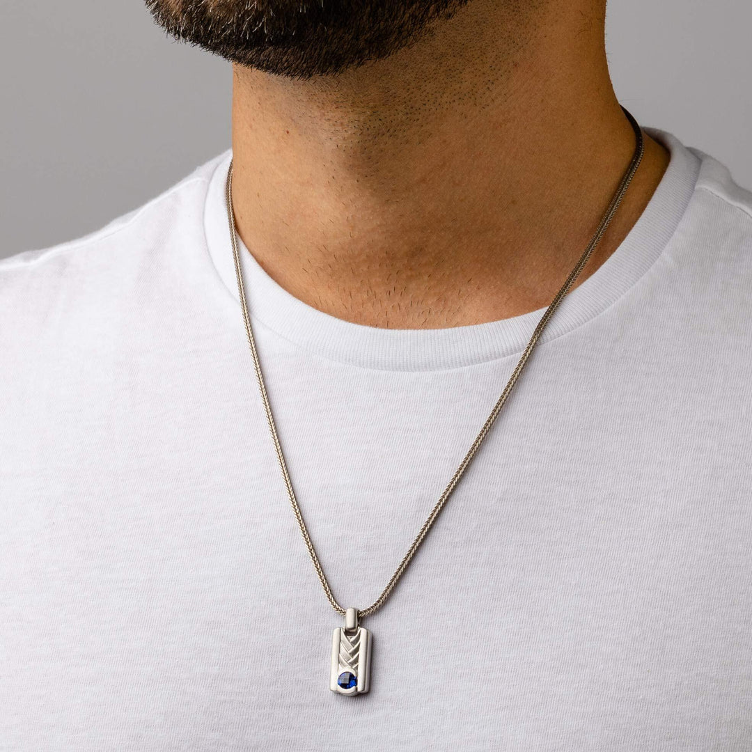 SJC Blue Sapphire 925 Sterling Silver Pendant Necklace