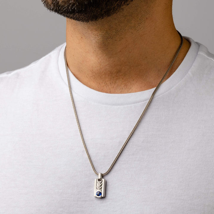 SJC Blue Sapphire 925 Sterling Silver Pendant Necklace