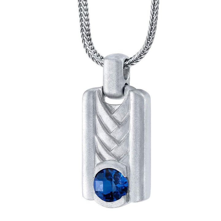 SJC Blue Sapphire 925 Sterling Silver Pendant Necklace