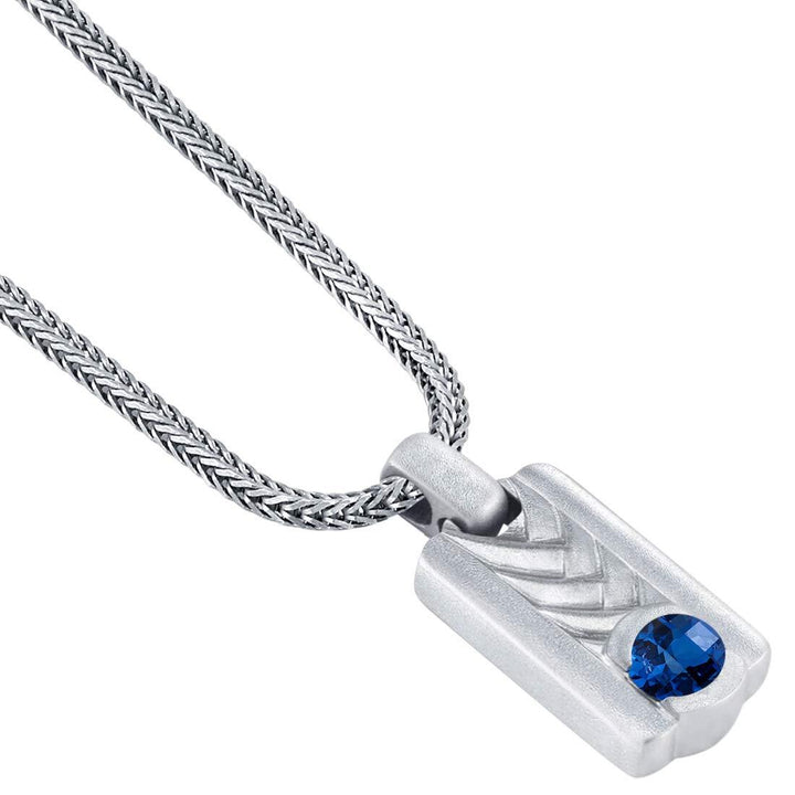 SJC Blue Sapphire 925 Sterling Silver Pendant Necklace
