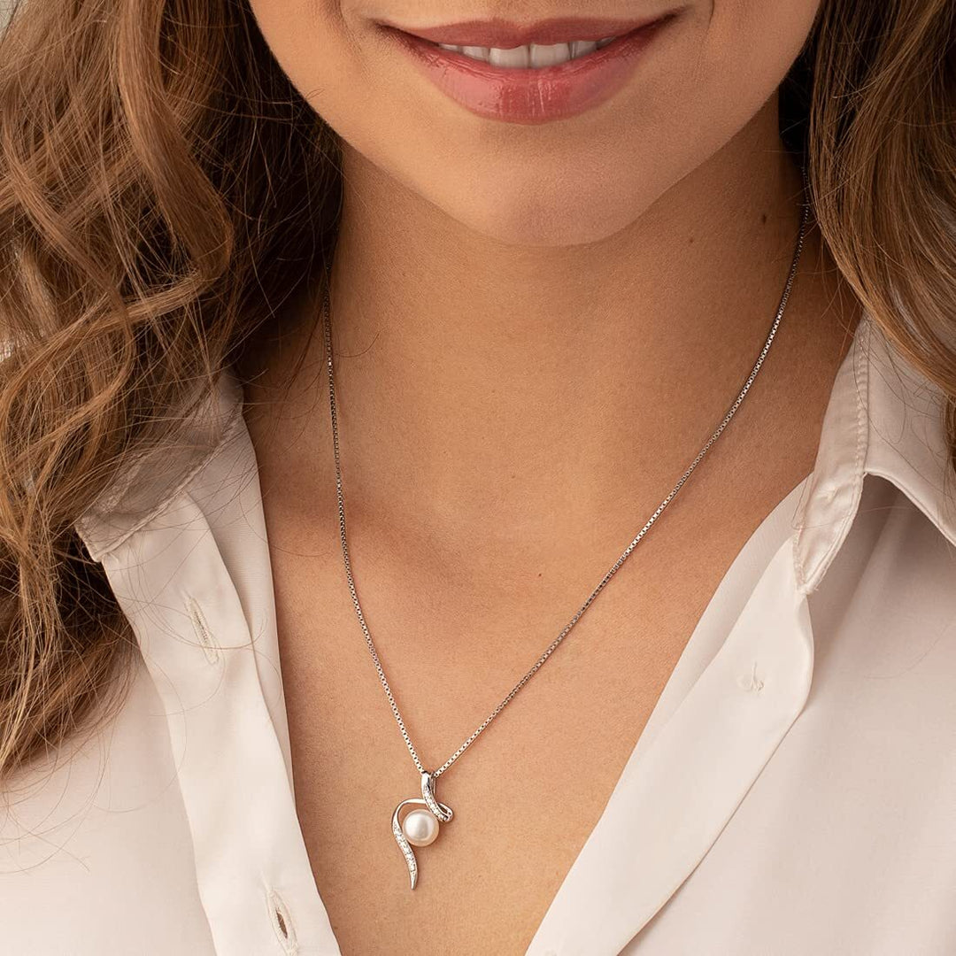 SJC Pearl 925 Sterling Silver Pendant Necklace