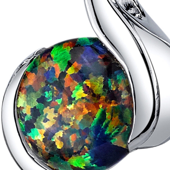 SJC Black Opal 925 Sterling Silver Pendant Necklace