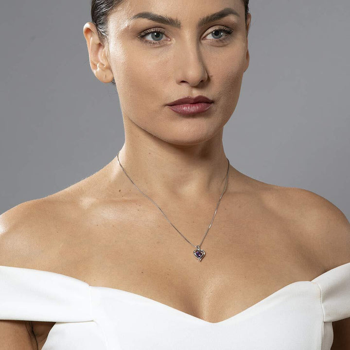 SJC Amethyst 925 Sterling Silver Pendant Necklace