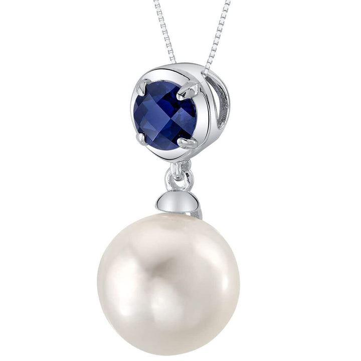 SJC Blue Sapphire 925 Sterling Silver Pendant Necklace