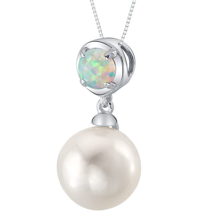 SJC White Opal 925 Sterling Silver Pendant Necklace