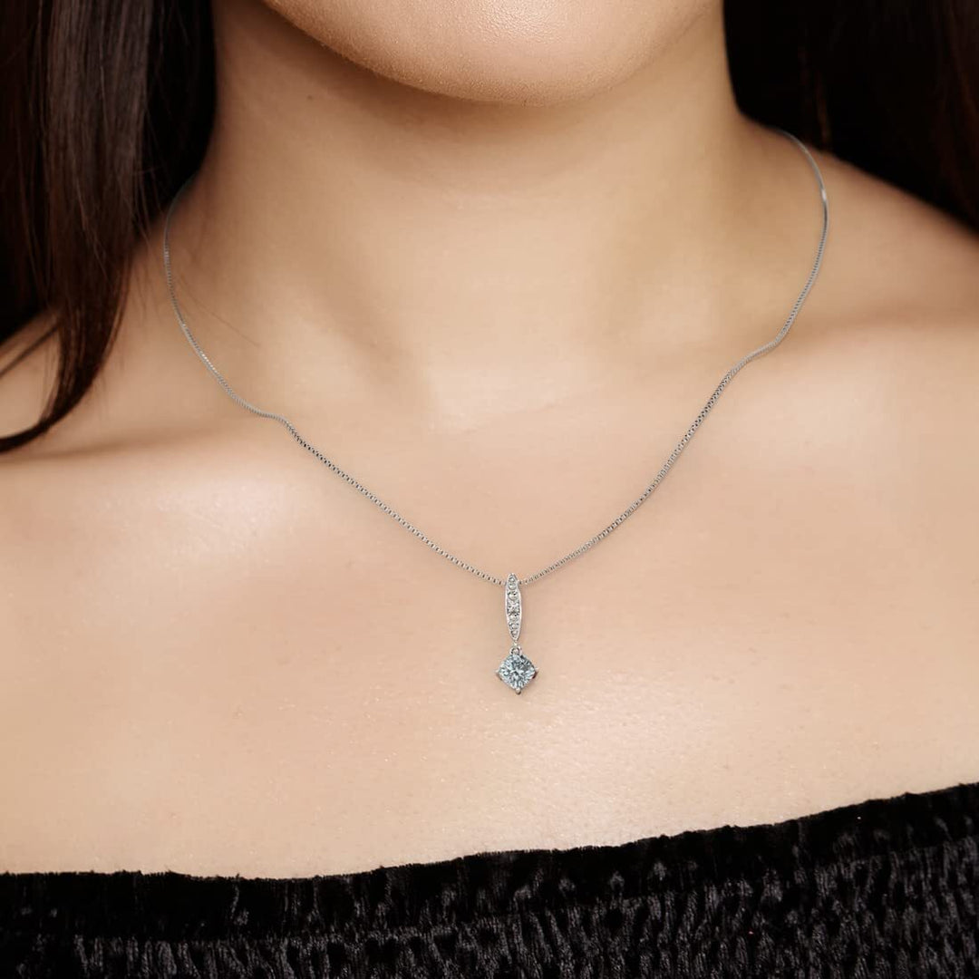 SJC Aquamarine 925 Sterling Silver Pendant Necklace