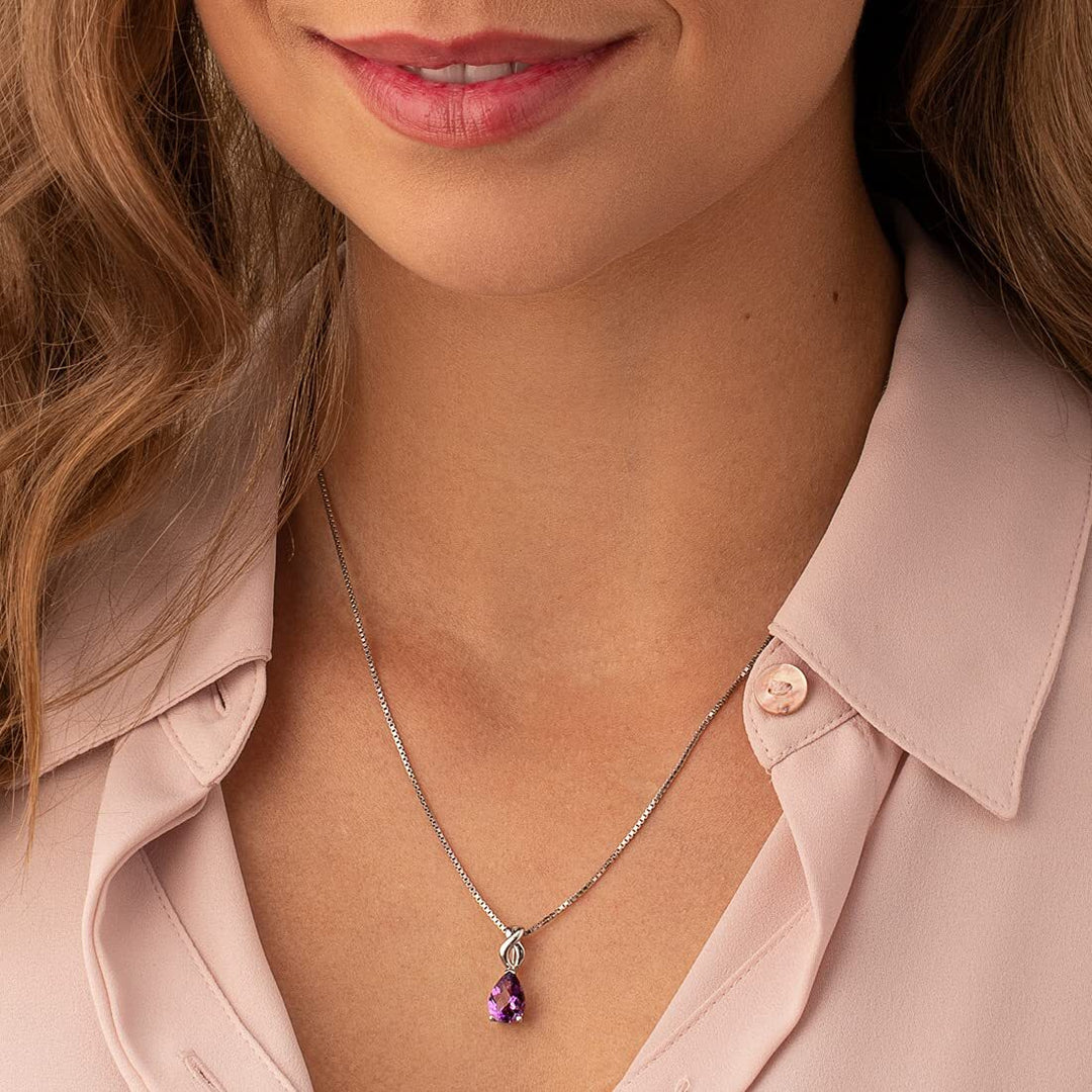 SJC Amethyst 925 Sterling Silver Pendant Necklace