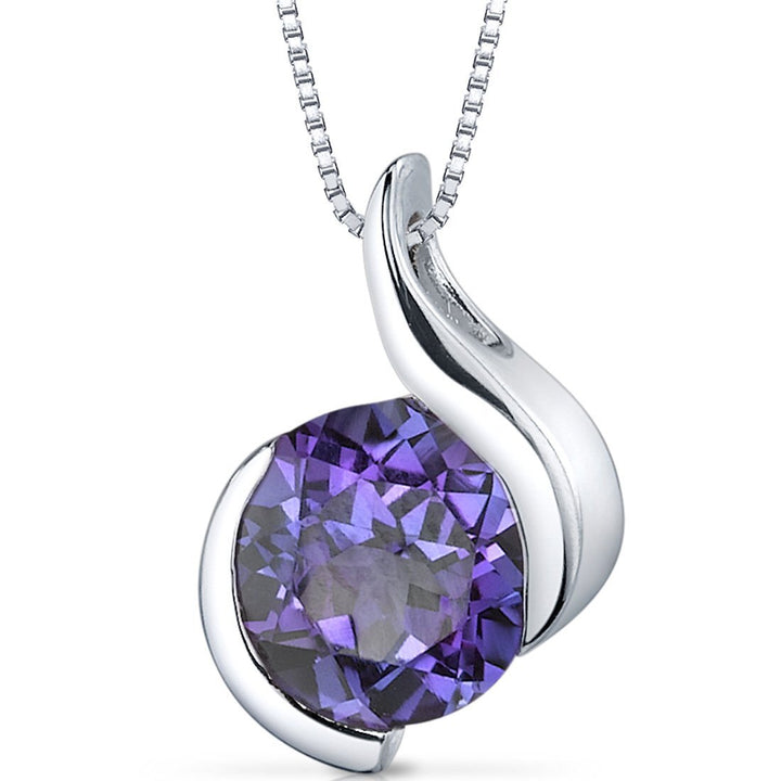 SJC Simulated Alexandrite 925 Sterling Silver Pendant Necklace