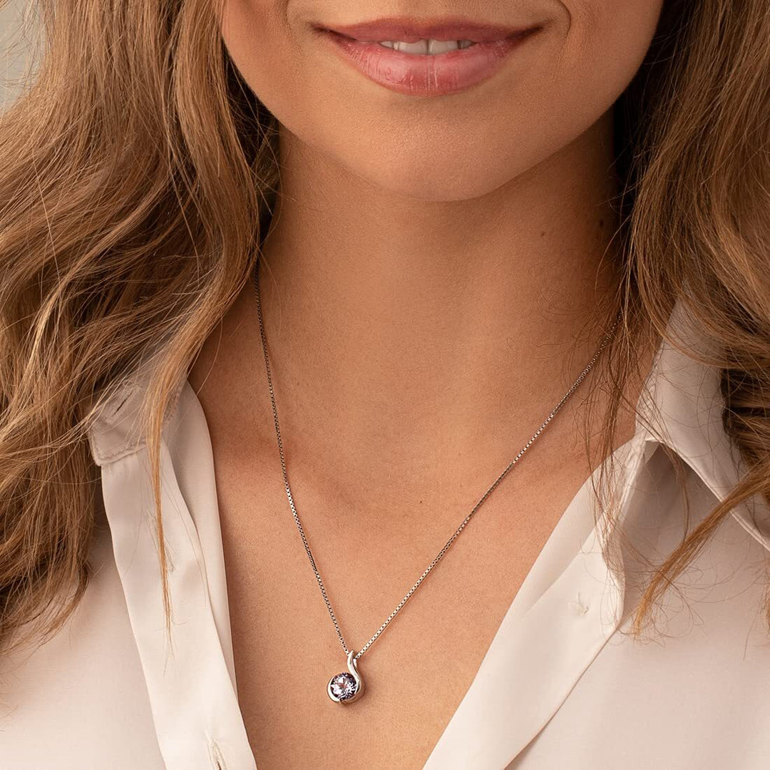 SJC Simulated Alexandrite 925 Sterling Silver Pendant Necklace