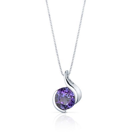 SJC Simulated Alexandrite 925 Sterling Silver Pendant Necklace