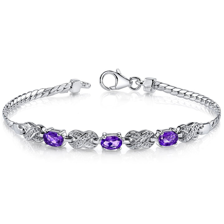 SJC Amethyst 925 Sterling Silver Bracelet