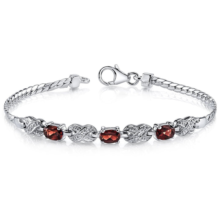 SJC Garnet 925 Sterling Silver Bracelet