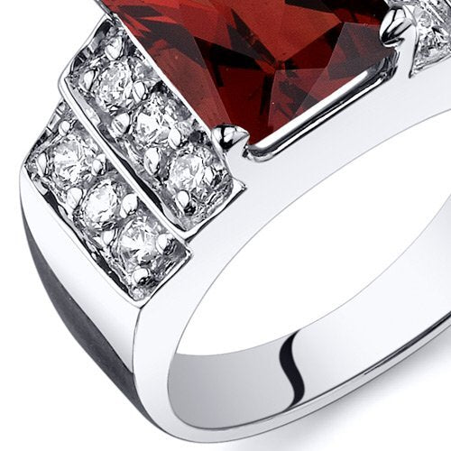 Garnet Radiant Cut Cut Ring in 925 Sterling Silver - SJC