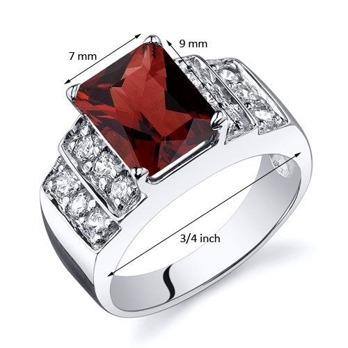 Garnet Radiant Cut Cut Ring in 925 Sterling Silver - SJC