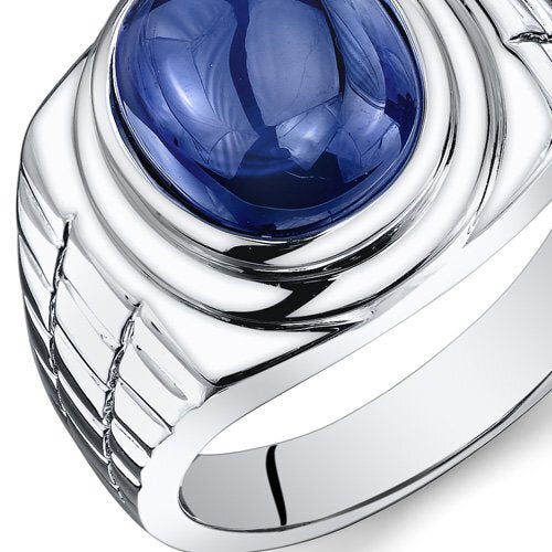 Blue Sapphire Oval Cut Ring in 925 Sterling Silver - SJC