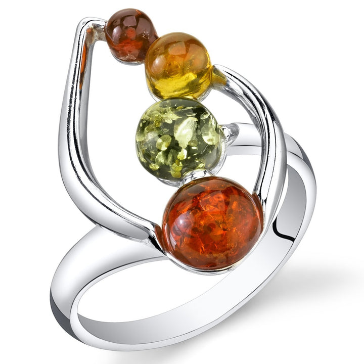 Amber Special Cut Shape Cut Ring in 925 Sterling Silver - SJC