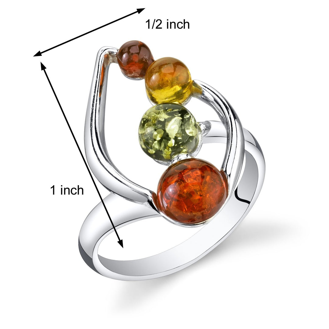 Amber Special Cut Shape Cut Ring in 925 Sterling Silver - SJC