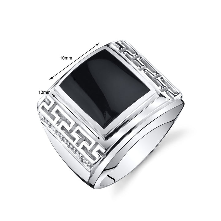 Onyx Rectangular Cut Ring in 925 Sterling Silver - SJC