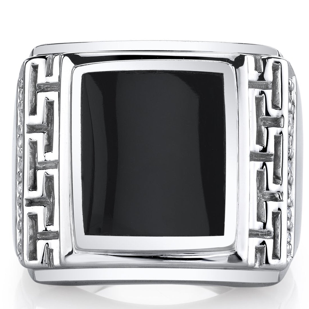 Onyx Rectangular Cut Ring in 925 Sterling Silver - SJC