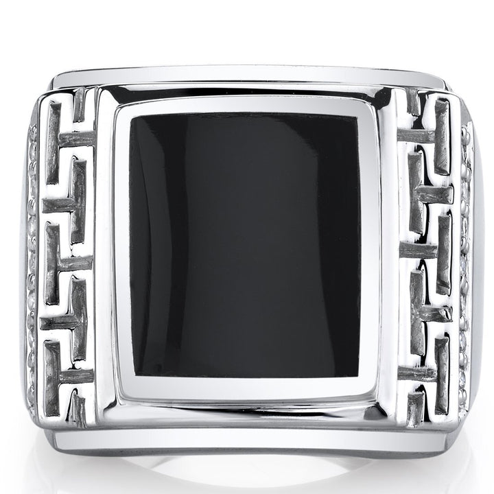 Onyx Rectangular Cut Ring in 925 Sterling Silver - SJC