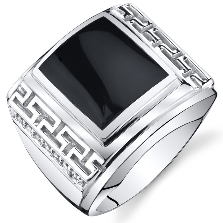 Onyx Rectangular Cut Ring in 925 Sterling Silver - SJC