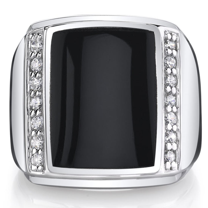 Onyx Rectangular Cut Ring in 925 Sterling Silver - SJC