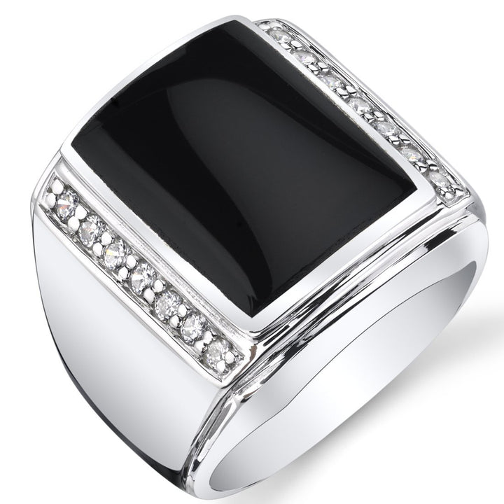 Onyx Rectangular Cut Ring in 925 Sterling Silver - SJC