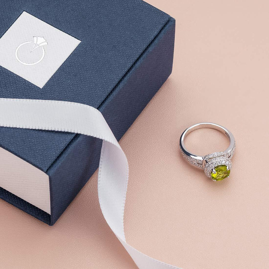 Peridot Round Cut Ring in 925 Sterling Silver - SJC