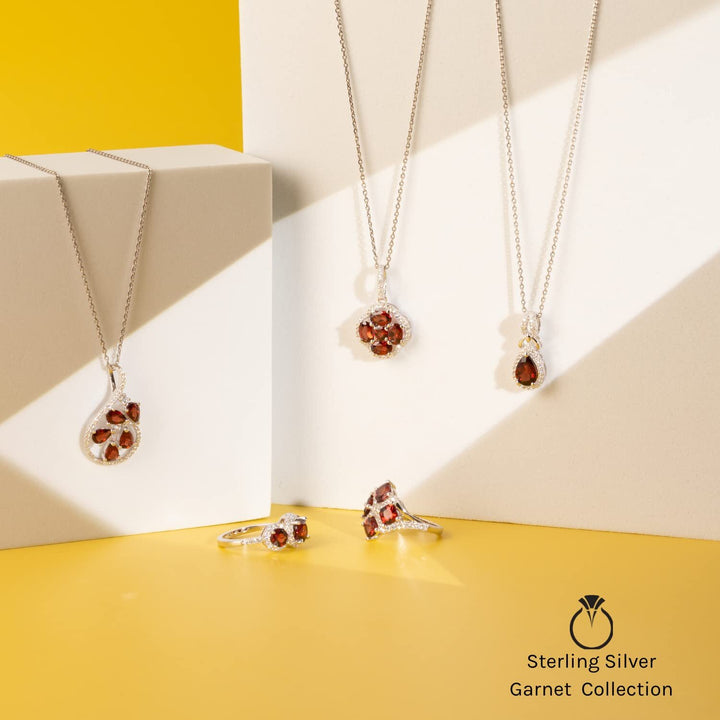 Garnet Round Cut Ring in 925 Sterling Silver - SJC