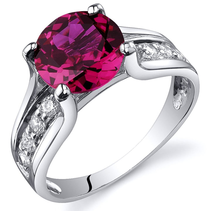 Ruby Round Cut Ring in 925 Sterling Silver - SJC