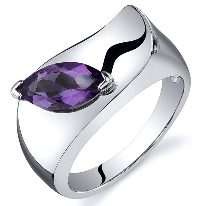 Amethyst Marquise Cut Ring in 925 Sterling Silver - SJC