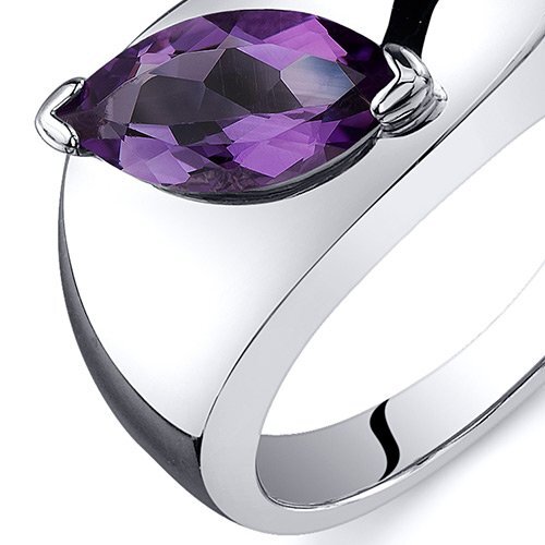 Amethyst Marquise Cut Ring in 925 Sterling Silver - SJC