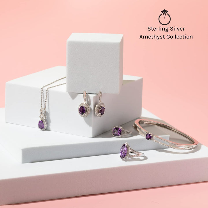 Amethyst Marquise Cut Ring in 925 Sterling Silver - SJC