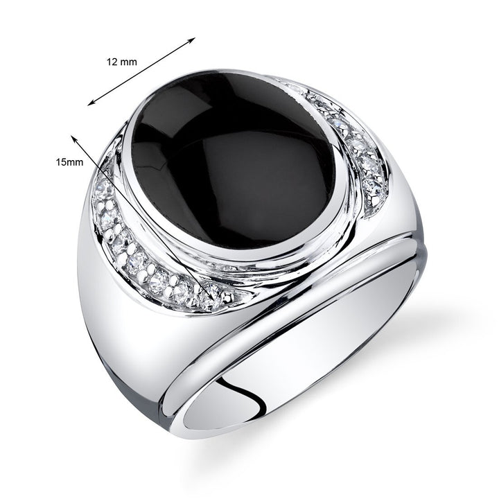 Onyx Oval Cut Ring in 925 Sterling Silver - SJC