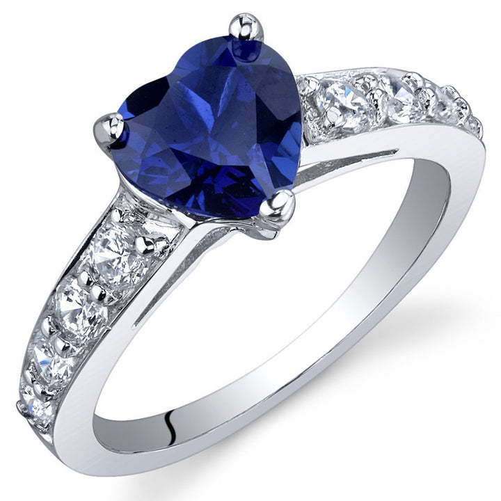 Blue Sapphire Heart Shape Cut Ring in 925 Sterling Silver - SJC