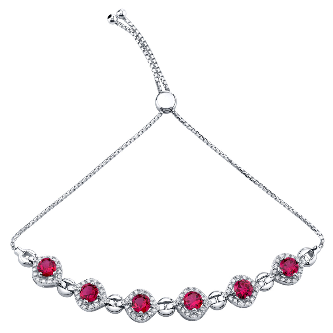 Ruby Adjustable Bracelet Sterling Silver Round Shape 3.75 Carats