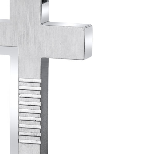 Abstract Modern Stainless Steel Cross Pendant With Steel Ball Chain