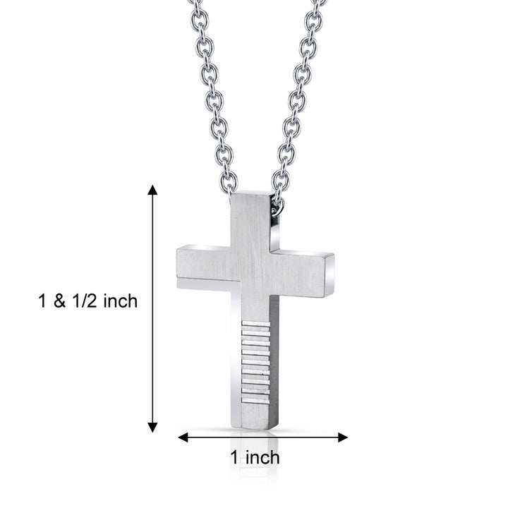 Abstract Modern Stainless Steel Cross Pendant With Steel Ball Chain