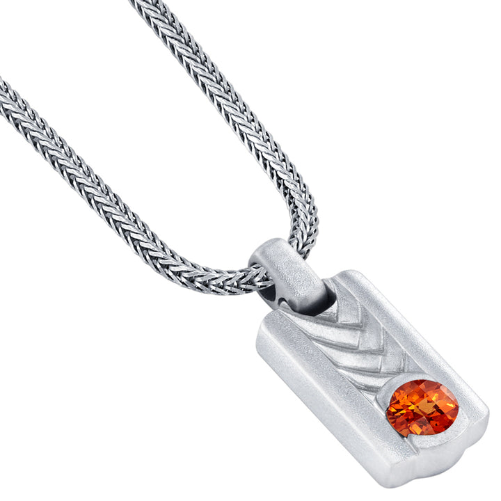 Padparadscha Sapphire Chevron Necklace Sterling Silver Round Shape 1 Carat