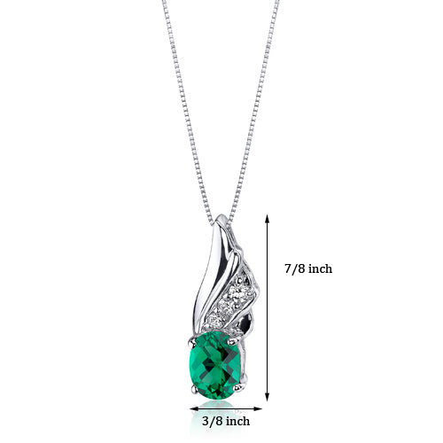 Emerald Pendant Sterling Silver Oval Shape 1 Carat