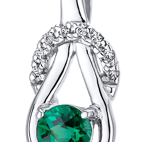 Emerald Pendant Sterling Silver Round Shape 0.5 Carat